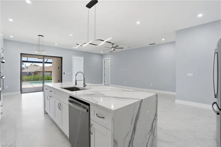 Kitchen and view of pool