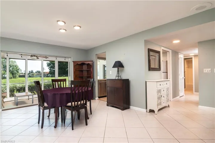 View of tiled dining space