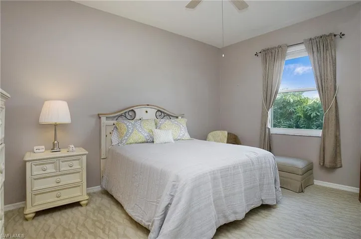 Primary Bedroom, Carpeted with ceiling fan