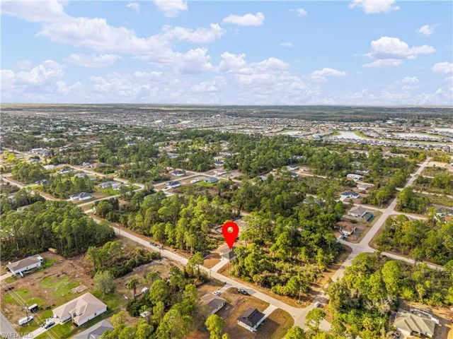 Aerial perspective of suburban area