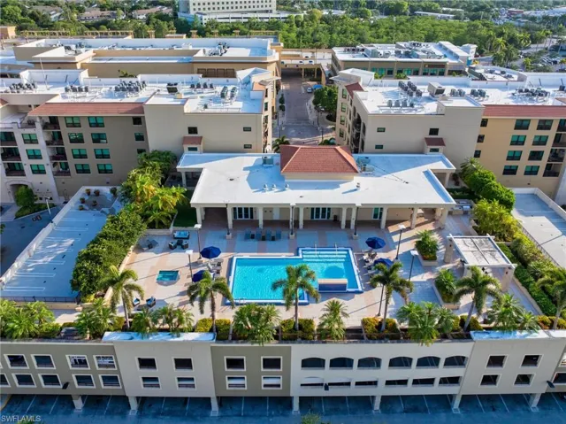 Aerial image of the pool deck area