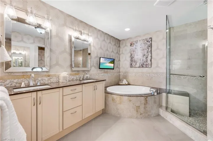 Spacious Master Bathroom with a separate shower and double sink vanity