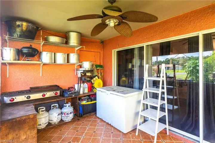 View of patio / terrace featuring a ceiling fan