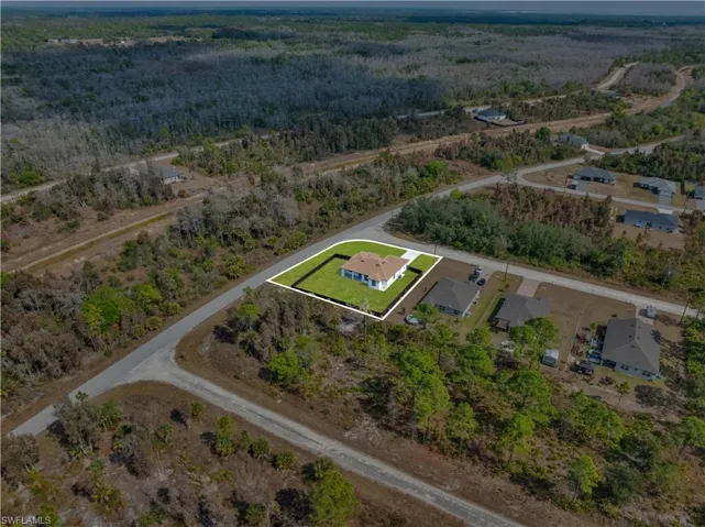 Bird's eye view of a heavily wooded area