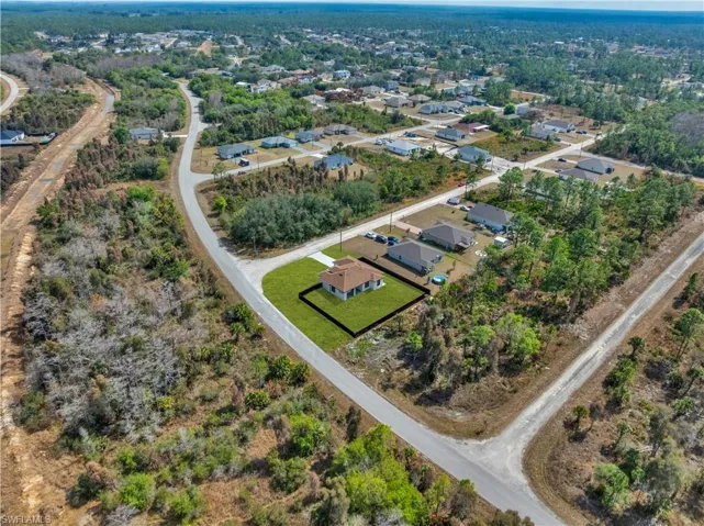 Aerial perspective of suburban area
