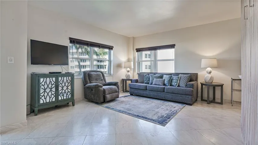 View of tiled living room