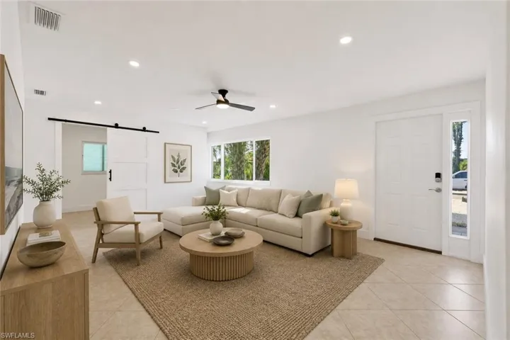 Living room virtually staged