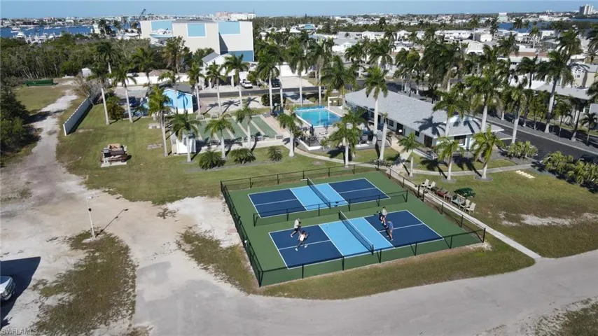 Aerial view of pickleball courts
