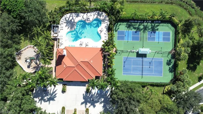 Aerial view of a pool