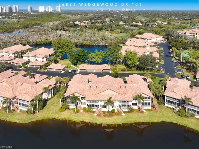 Aerial view of the rear of the home.