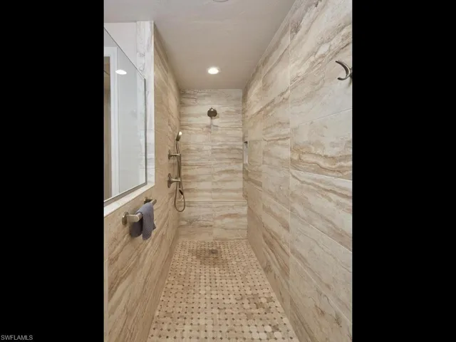 Close up of the custom tile in the primary bathroom - a true work of art!