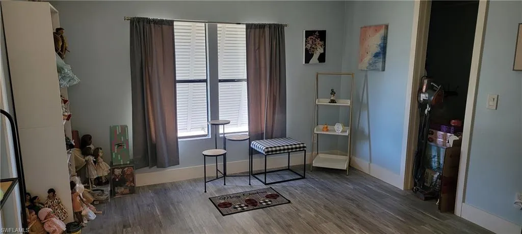 Guest bedroom features 2 closets