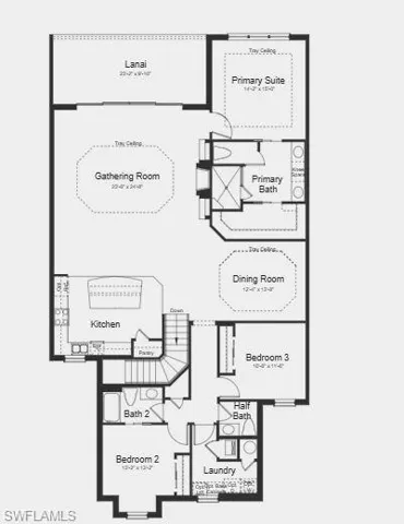 Additional Highlights Include: Oak tread and painted risers, kitchen island kneewall cabinets, laundry sink, quartz countertops, beverage center, tiled lanai.