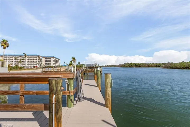 The view north from the dock, showing the pass out to the Gulf of Mexico.  No bridges.