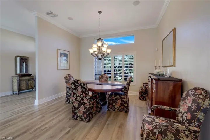 Spacious Dining Area Can Accommodate A Large Dining Table, Crown Molding Throughout Home