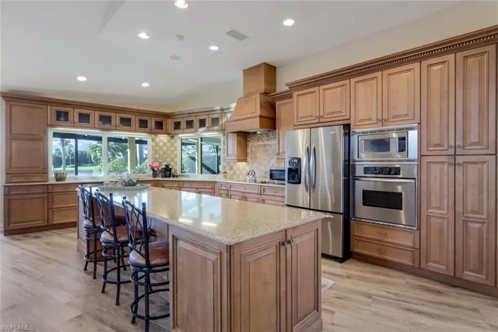 Kitchen Island is 11' Long- Endless Wood Cabinetry, Soft Close, Pull Outs, Glass Front, Quartz