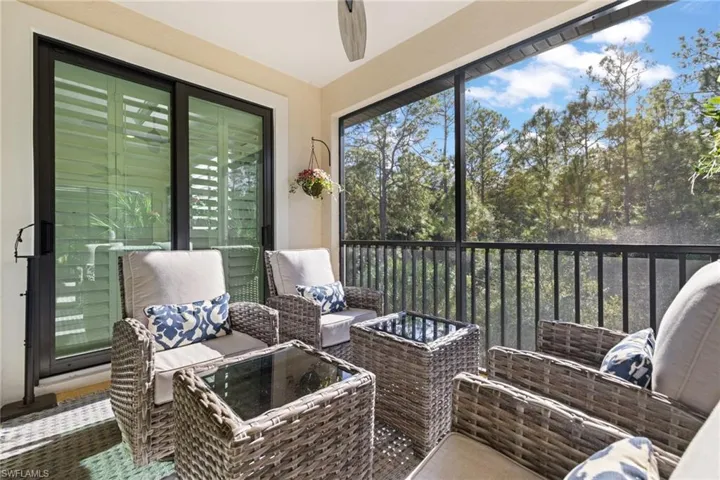 Lanai with preserve view.  Enjoy your coffee in the morning or beverage in the evening after a full day of activities
