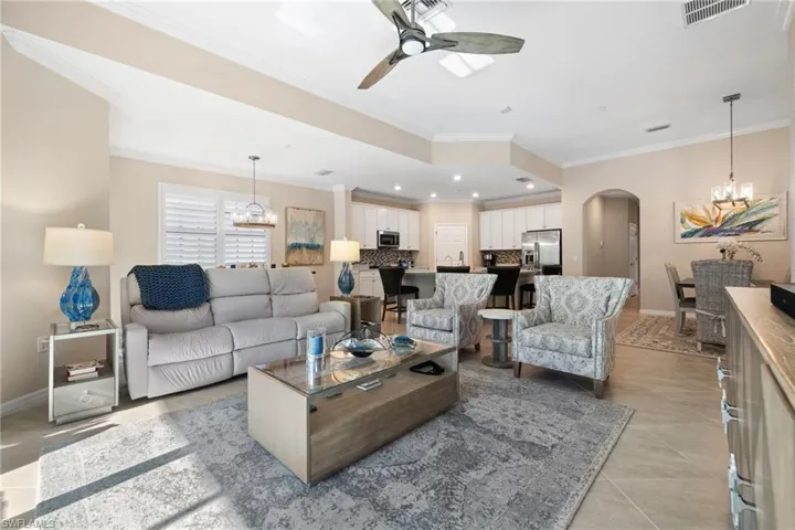 Spacious great room with fan