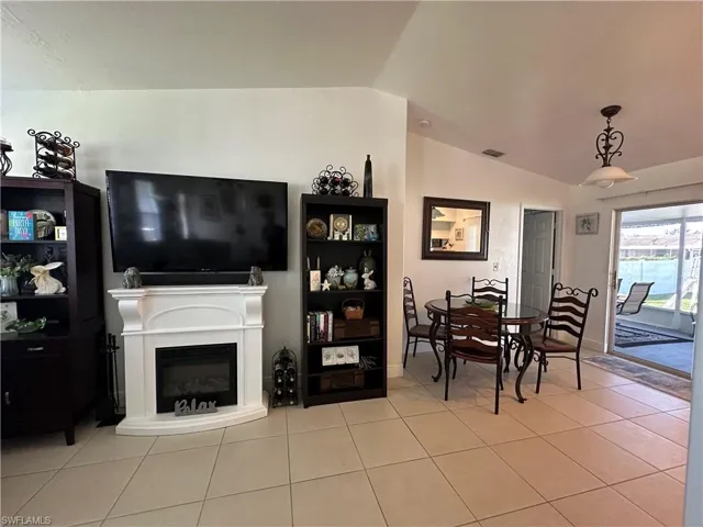 View of Fireplace & Dining Area