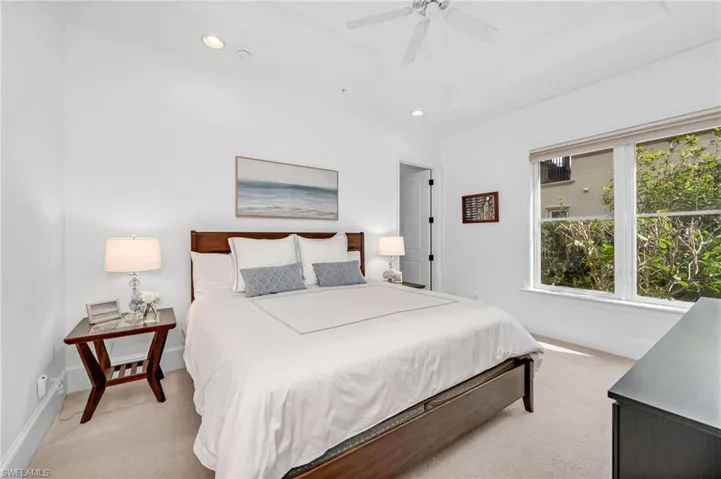 he primary bath has large, walk-in shower with frameless doors, a double vanity, and large linen closet.  Care for a bubble bath after a long day?