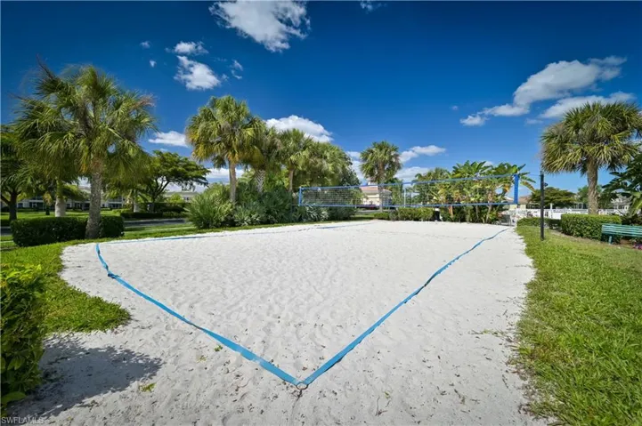 Surrounding community with volleyball court