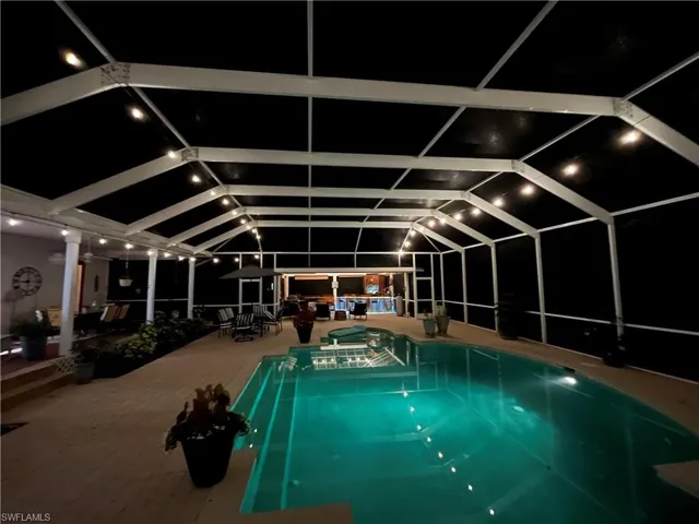Pool area at night