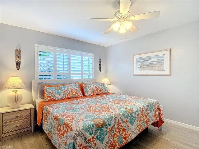 Spacious guest bedroom can easily accommodate a King-size bed.
