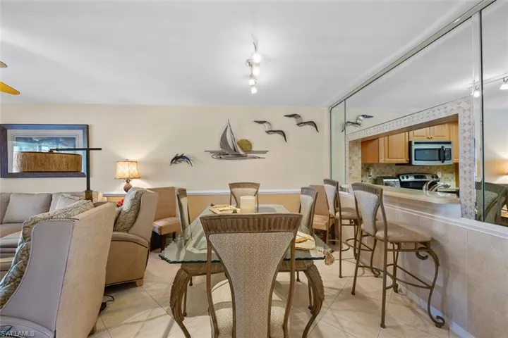 Dining table & bar-height counter allows plenty of seating.