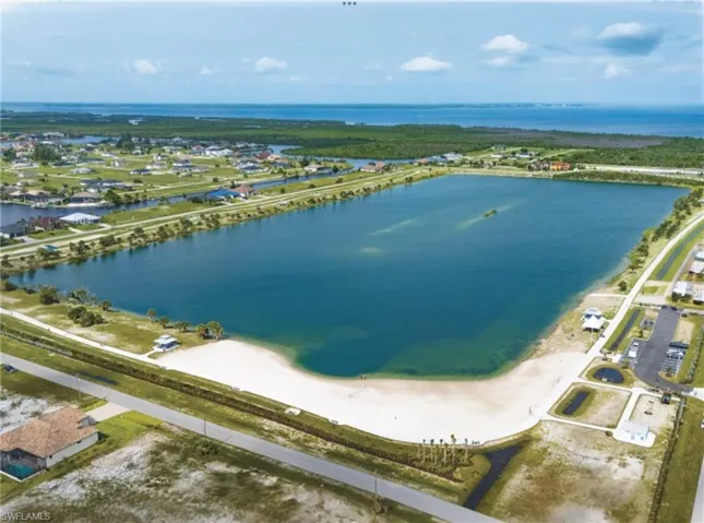 Drone / aerial view of a nearby body of water