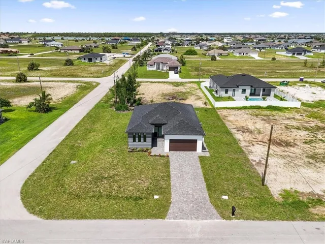 Aerial perspective of suburban area