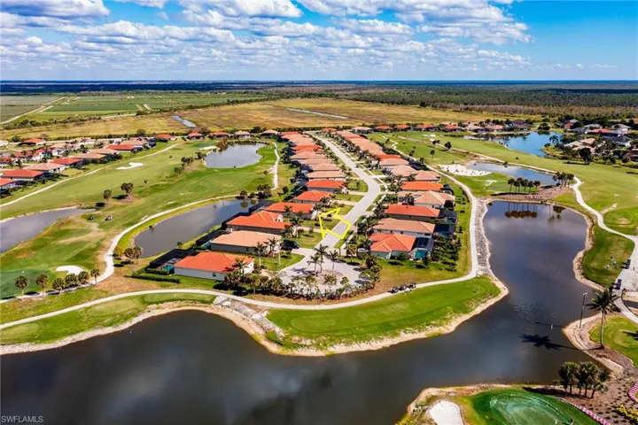 Bird's eye view with view of golf course, a water view, and a residential view