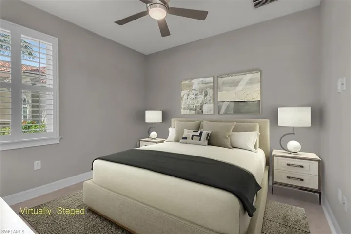 Virtually staged Bedroom