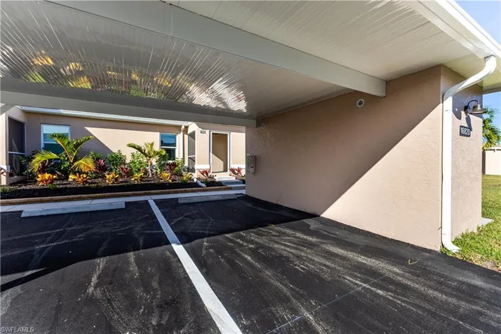 View of covered parking lot