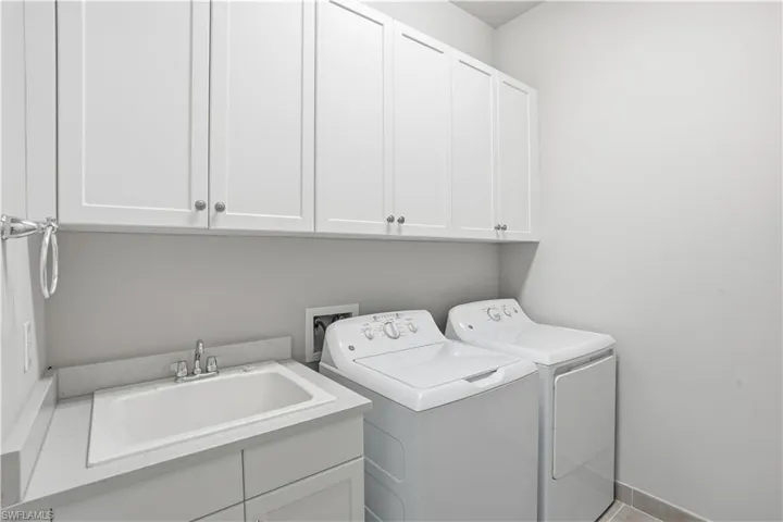 Laundry room with cabinet space and separate washer and dryer