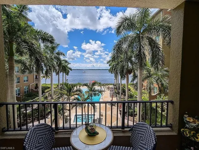 Balcony with a water view