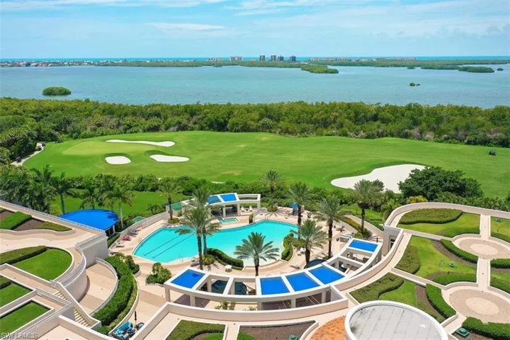Resort style pool with cabana, spa and plenty of space for lounging!