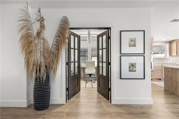Glass-paneled double entry doors