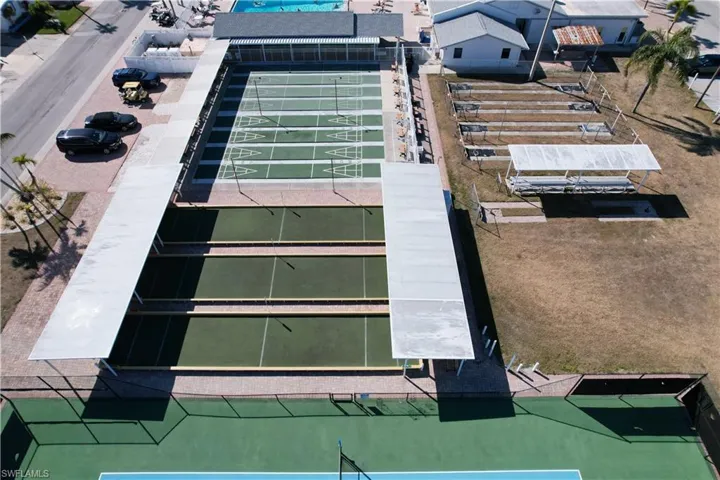 Shuffleboard courts for relaxed afternoons with neighbors
