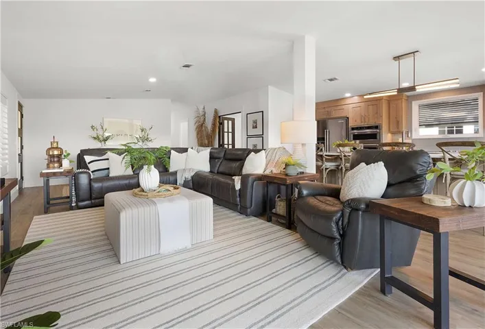 Light-filled living area in an open floor plan design