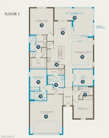 Floor plan with structural options selected