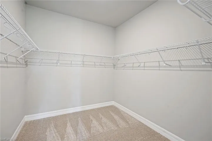 Walk in closet featuring carpet flooring