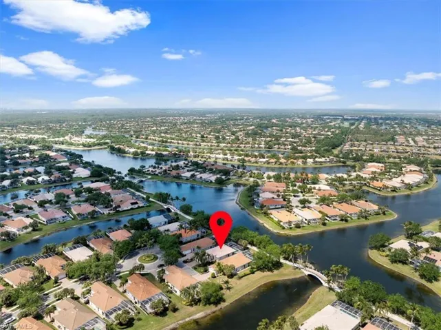 Bird's eye view with a residential view and a water view