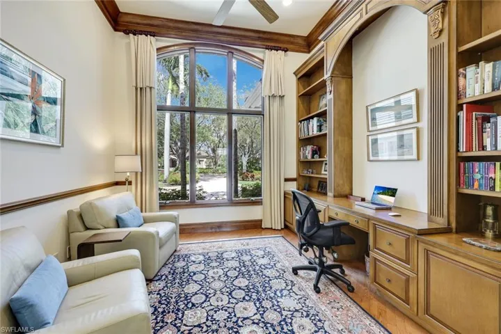 Library w/ Full-Wall Custom Wood Built-In