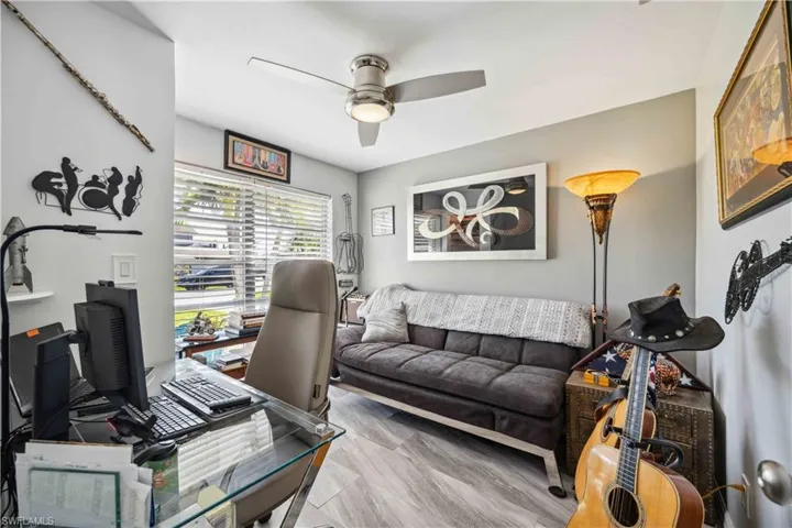 Office space featuring a ceiling fan