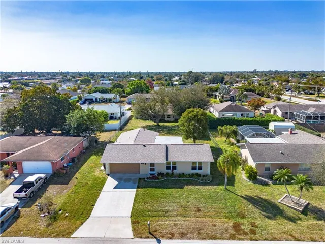 Aerial perspective of suburban area