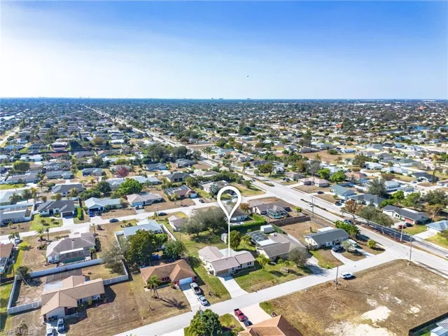 Aerial perspective of suburban area