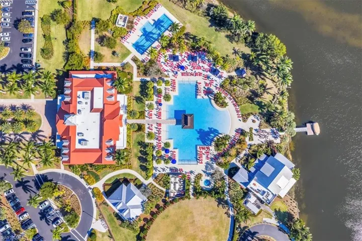 Aerial view of a large body of water