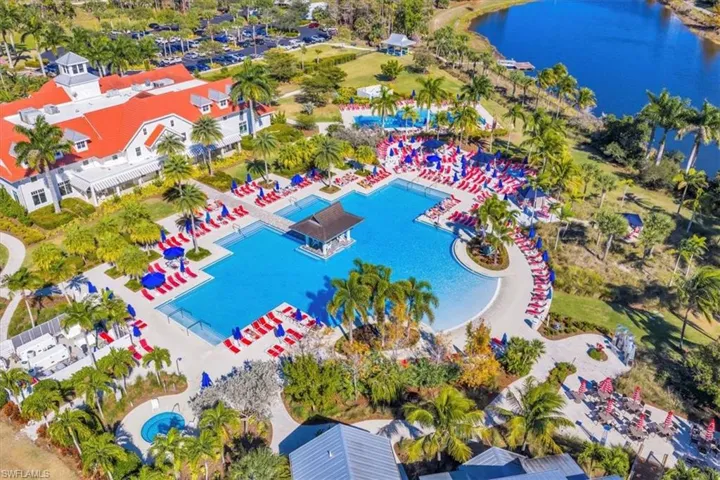 Drone / aerial view of a large body of water