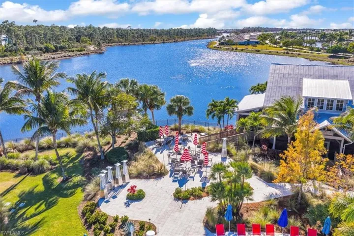 Drone / aerial view of a nearby body of water