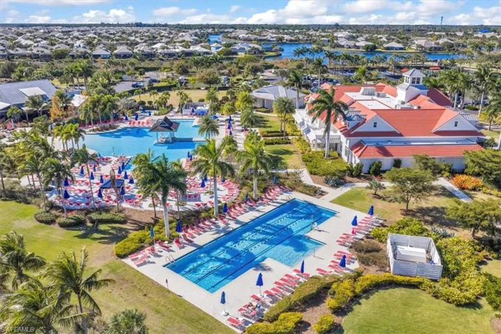 Aerial view of a pool area